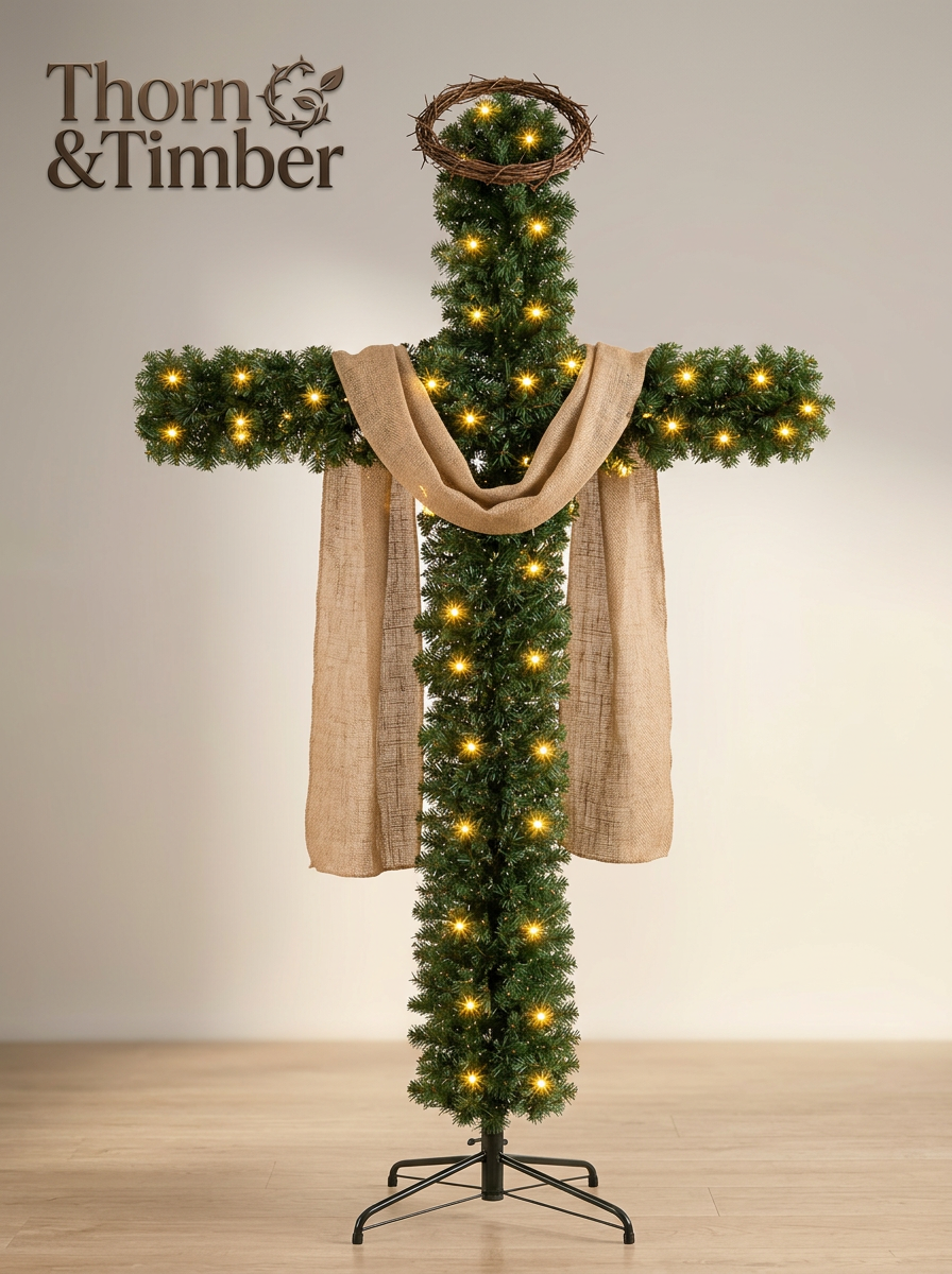 Lighted Cross Christmas Tree